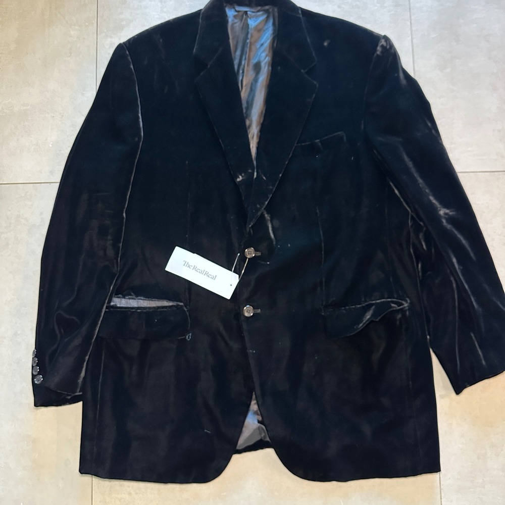 Tailored Velvet Blazer Jacket Men 22.5‎ pit Black Dan Jessup Exclusively